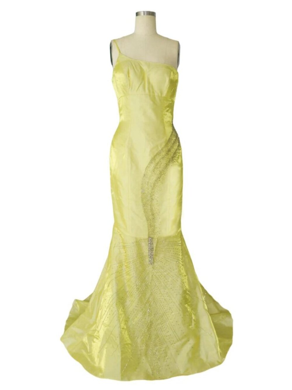 vtg yellow shimmering sequin beaded gown dress